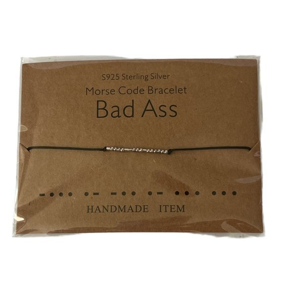 NEW Morse Code "Bad Ass" Sterling Silver Bead Bracelet‎ NWT - Picture 4 of 6